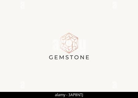Gem Gemstone Luxury Business Fashion Boutique Jewelry Geometric Abstract Logo Template Stock Vector