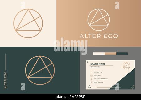 Triangle Circle Geometric Stylish Logo Concept Brand Identity Business Card Stock Vector