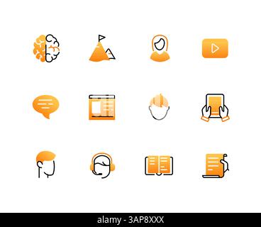 Professional training and career - set of line design style icons Stock Vector