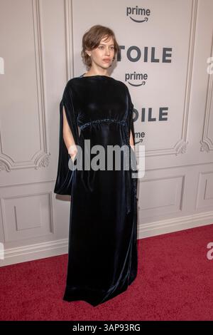 Lou de Laâge attends the premiere of "Étoile" at the Museum of Modern