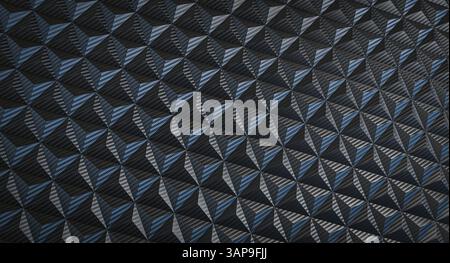 Dark blue and black carbon fiber forming triangular pattern Stock Photo
