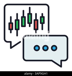 Candlestick Chart in Speech Bubble vector concept colored icon or sign Stock Vector