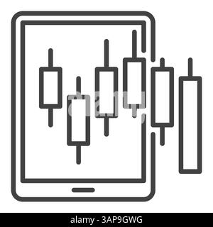 Candlestick pattern chart on Smartphone Screen vector concept outline icon or symbol Stock Vector