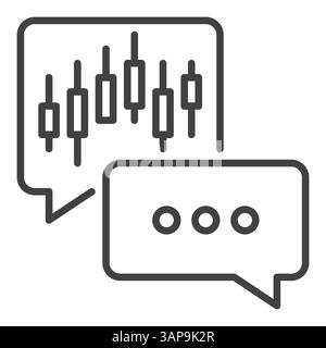 Speech Bubbles with Candlestick Trading Chart vector concept icon or symbol in outline style Stock Vector