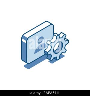 isometric vector user linear icon square with gear, in color on a white background, user settings or person Stock Vector