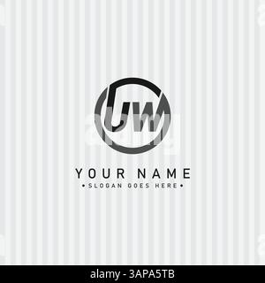 Creative Logo for Initials UW in Monogram Style - Vector Template for Initial Letter U and W Stock Vector
