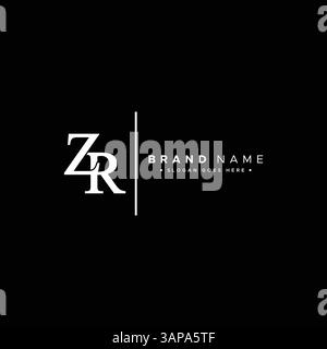 Vector Template for Initial Letter ZR Logo - Elegant Monogram Logo for Alphabet Z and R Stock Vector