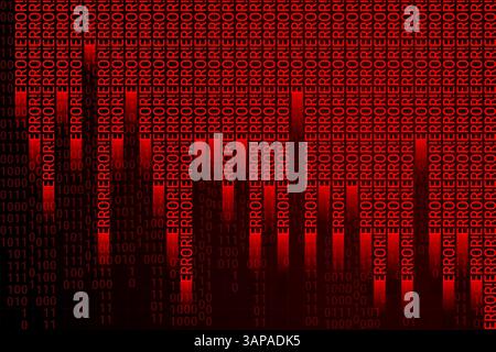 Red ERROR text rains across screen in binary glitch effect, symbolizing tech and system failure. Vector illustration. Stock Vector