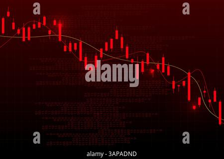 Volatile lines and falling bars on red grid suggest financial strain, cuts, and economic freeze. Vector illustration. Stock Vector