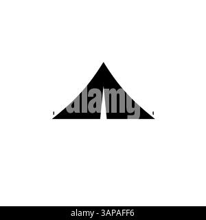Tourist Tent, Adventure Hiking Equipment Solid Flat Vector Icon Isolated on White Background. Stock Vector