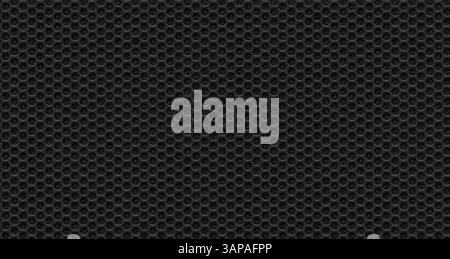 black abstract grainy circle honeycomb grid loudspeaker mesh on polyfoam background Stock Photo