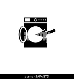 Loading Laundry Washing Machine, Laundromat Solid Flat Vector Icon Isolated on White Background. Stock Vector