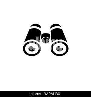 Optical Binoculars, Field Zoom Glasses Solid Flat Vector Icon Isolated on White Background. Stock Vector