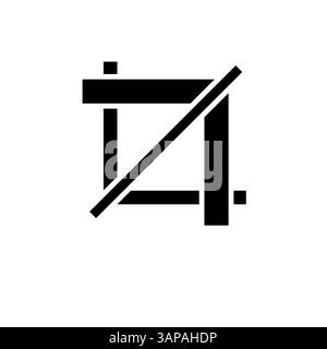 Crop Tool Frame, Cropping Instrument Solid Flat Vector Icon Isolated on White Background. Stock Vector