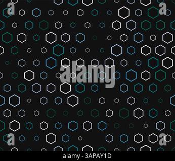 Geometric background. Multicolored geometric elements of varied size. Hexagon stacked mosaic background. Hexagon pattern. Tileable pattern. Stock Vector
