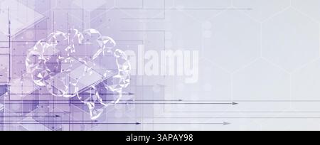 Machine learning in concept of world mind metaverse big data or cyber security technology background Stock Vector