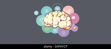 Machine learning in concept of world mind metaverse big data or cyber security technology background Stock Vector