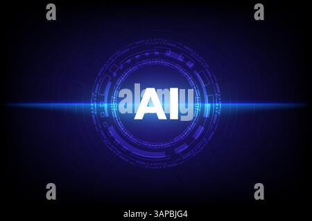 A hi tech Artificial Intelligence symbolizes cyber security, blending futuristic design with advanced technology, Vector and Illustration Stock Vector