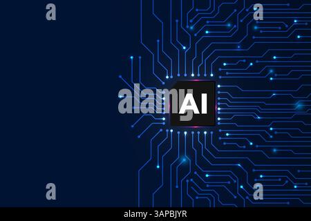 Artificial intelligence computer chipset technology concept on circuit board, Cyber technology concept, Vector and Illustration Stock Vector