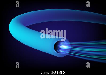 Cable fiber optic High speed signal, communication technology and connecting concept, Vector illustration Stock Vector