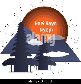 Hari Raya Nyepi Balinese Day of Silence Vector Illustration Stock Vector