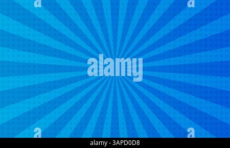 Blue gradient pop art background in comic cartoon style with lines and circles Stock Vector