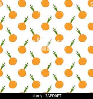 Seamless pattern onion on a white background Stock Vector
