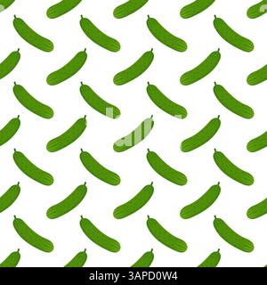 Seamless pattern of fresh cucumbers Stock Vector