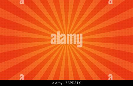 Orange gradient pop art background in comic cartoon style with lines and circles Stock Vector