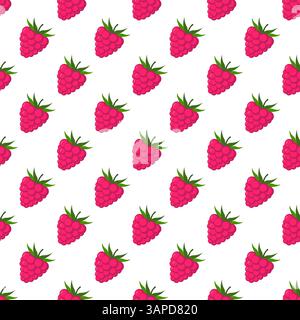 Seamless pattern of raspberries white background Stock Vector