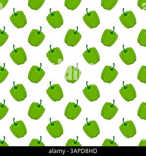 Seamless pattern green peppers on a white background Stock Vector