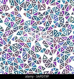 Minimalistic triangles background. Small triangles size. Multiple colors style. Geometric shapes outlined. Repeatable pattern. Ocean Depths Gradient. Stock Vector