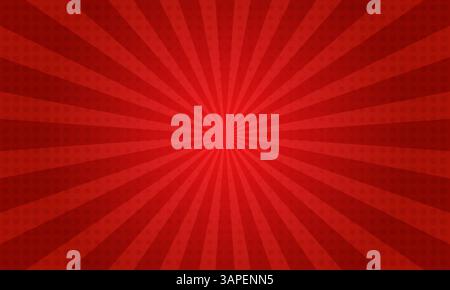 Red gradient pop art background in comic cartoon style with lines and circles Stock Vector