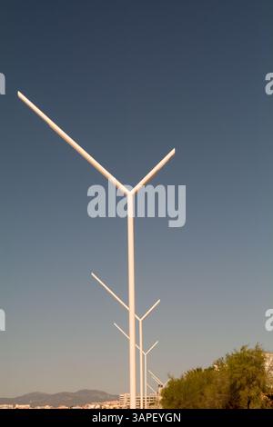 The new LED lights on the seafront of the Bay of Palma, Les Meravelles, Island of Mallorca, Spain Stock Photo