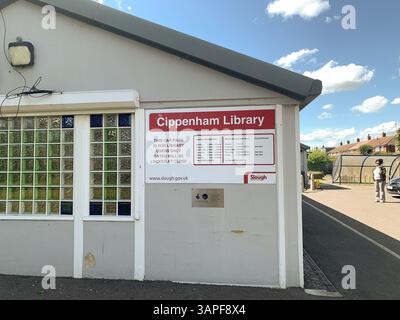 Slough, UK. 16th April, 2025. Cippenham Library in Cippenham, Slough, Berkshire is at risk of being closed down. Slough Borough Council who are effectively bankrupt, are looking at closing down the library as well as the library in Langley, Slough. 1939 residents have signed an e-petition against the possible library closures. Credit: Maureen McLean/Alamy Live News Stock Photo