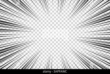 manga comic with Concentrated lines on transparent background Stock Vector