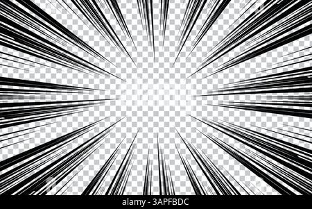 manga comic with Concentrated lines on transparent background Stock Vector