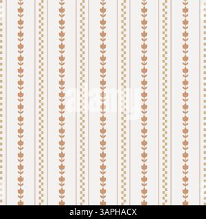Ticking Line Seamless pattern Background Digital striped Paper for home decor and fabric. Linen beige rustic cottagecore texture. Stock Vector