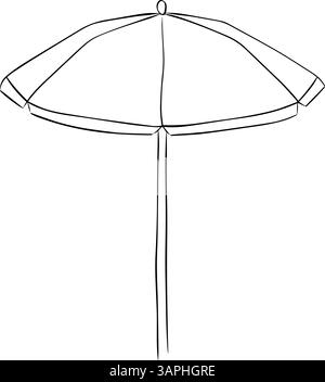 Beach umbrella graphic line ink linear icon. Vector Thin line illustration. Contour symbol. Isolated outline drawing for package, vacation design, fab Stock Vector
