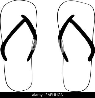 Flip flops line graphic ink icon, travel and tourism, Vector beach slippers sign vector graphics, a linear pattern on a white background. Design for p Stock Vector
