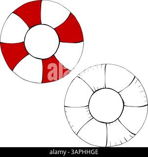 Life Buoy graphic line ink Icon. Vector Perfect for Safety and Rescue. illustration for package, vacation design, fabric and textile. Stock Vector