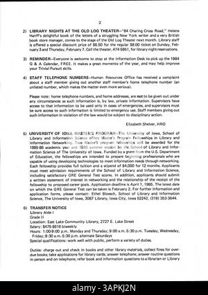 The 1985 Minneapolis Public Library Official Bulletin serves as a ...