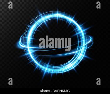 A captivating design depicting a glowing blue circular energy portal with vibrant visuals Stock Vector