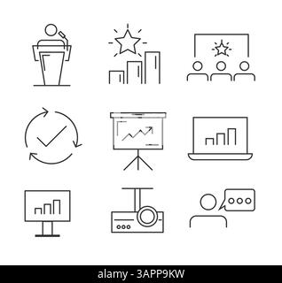 Business Event Presentation - Icon Set  as EPS 10 File Stock Vector