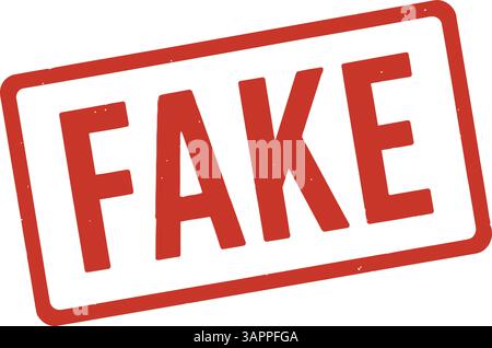 Fake Vector Icon Deception Symbol, Fraud Concept, Red Warning Sign Stock Vector