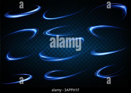 Dynamic and Beautiful Blue Abstract Swirls on a Dark Background That Captivates the Eye Stock Vector
