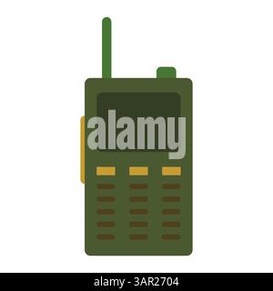 Radio device icon. Military green walkie. Communication vector equipment. Rectangle control box. Stock Vector