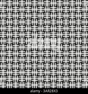 Woven grid pattern. Vector optical illusion. Black white gradient. Red border frame. Stock Vector