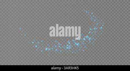 A Glowing Blue Sparkle Trail Image Set Against a Transparent Background, Ideal for Various Uses Stock Vector