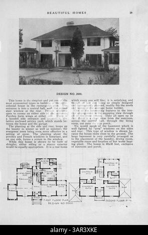 The book features over 200 house plans, from simple homes made with wood to large, elaborate brick, tile, and stone designs. It includes articles on kitchen designs, heating, lighting, wall treatments, and tips for making your home distinctive. A national home builder directory and advertisements for building materials are also included. Pages 147-148 are missing from the book. Stock Photo